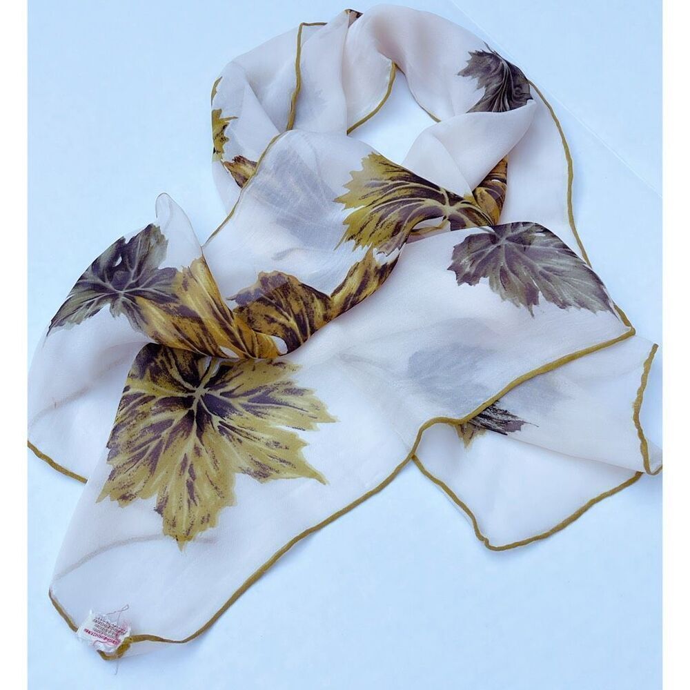 Vintage MCM “ Glamour Sheer” leaf pattern scarf.